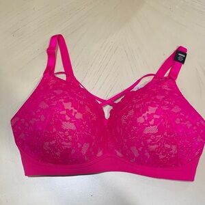 Torrid wirefree push up floral lace Pink Glow Women's Pink Bra 40 DDD NWT